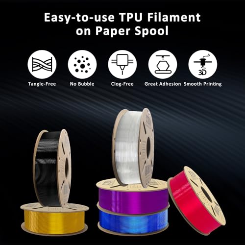Image of TPU 95A Filament 1.75mm, Soft 95A Flexible 3D Printer Filament, 1KG Spool (2.2 lbs), Dimensional Accuracy + /- 0.02 mm, Vacuum Sealed, Excellent Layer Adhesion, Fits Most FDM Printers (TPU White)