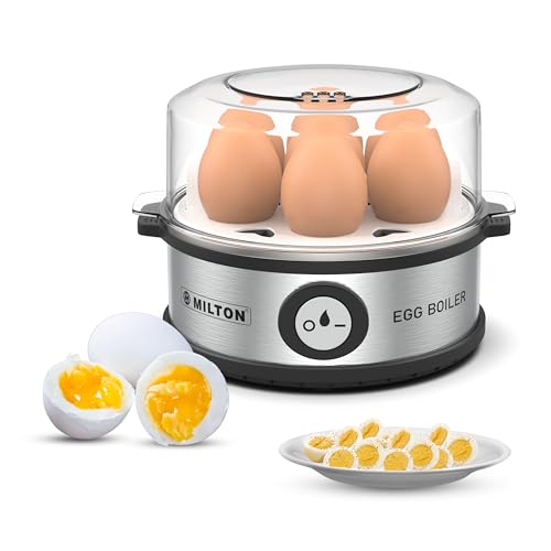 Milton Smart Instant Egg Boiler | boil upto 7 eggs | 3 boiling modes | 360 watt | Stainless Steel body & Heating Plate | Automatic & Quick Operation | 7 egg boiler machine