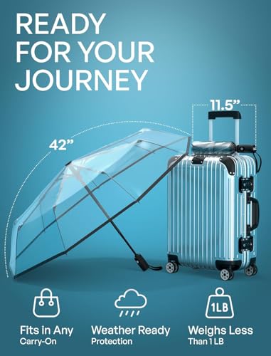 Image of VOGARD Windproof Travel Umbrella, Compact Auto Folding Umbrella for Rain & Sun, Strong Frame Lightweight Portable Umbrella for Men & Women