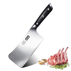 SHAN ZU Classic Series hakmes, vleesmes, Chinees hakmes, 17,8 cm, 21 graden lemmet, verdikt lemmet voor het kraken van…