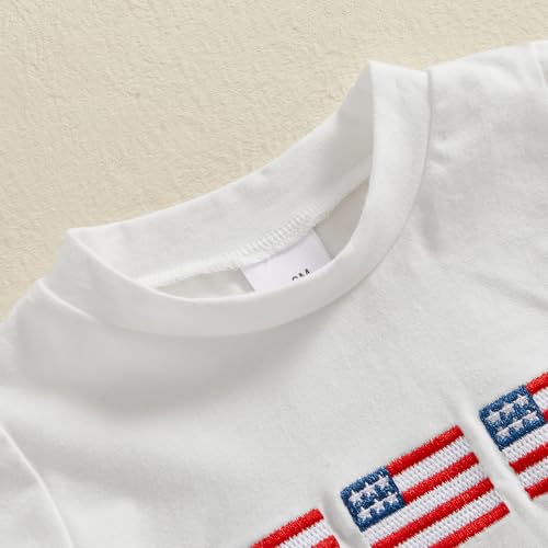 Image of 4th Of July Toddler Boy Outfit Popsicle American Flag T-Shirt and Gingham Plaid Shorts Set Independence Day Clothes