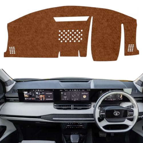 Image of Car Dashboard Cover Compatible with Tata Sierra 2026 Dustproof, UV Resistant | Sun Shade Carpet | Custom Fit Car Accessories (Brown)