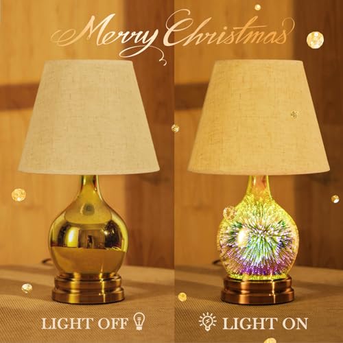 Porseme Table Lamp, Desk Lamp Bulb Included - Modern Lamp with Unique Lampshade, Handmade 3D Effect Glass Base - Perfect Table Lamp in Bedroom, Bedside, Living Room, Office (E12 LED Bulb Included) - image 3