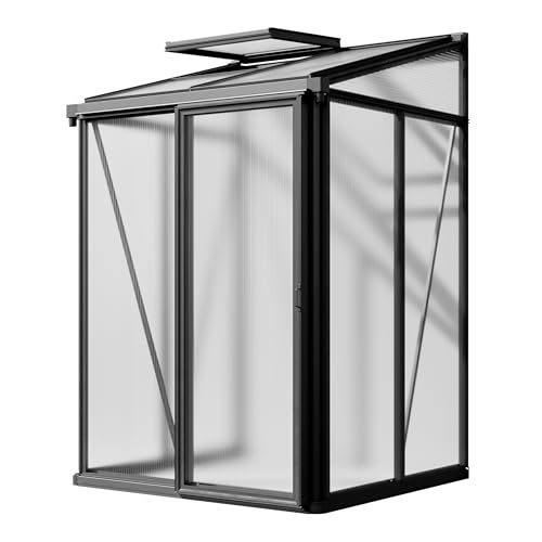 GFP Gewächshaus Anlehngewächshaus Flora 22 - Aluminium - 137x132 cm - 16 mm Polycarbonat-Platten