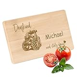 Gravur-Max Frühstücksbrettchen für Kinder mit Gravur 'DORFKIND UND STOLZ DRAUF'und Wunschname – Personalisiertes Holz Schneidebrettchen für Kinder, 22x12x1 cm, Unbehandeltes Buchenholz