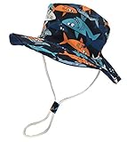 Licus Unisex Baby Hut Kinderhut Fischerhut Sonnenhut Strandhut Babymütze Sonnenschutz UV-Schutz (Hai, Umfang52cm(3-6 Jahre))