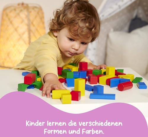 Eichhorn 100010171 100 bunte Holzbausteine in der Aufbewahrungsbox mit Kordel und Sortierdeckel, für Kinder ab 1 Jahr – Ansicht 4