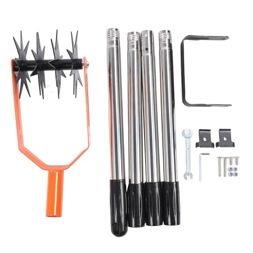 Handheld Cultivator Tool Rotating Soil Breaker Hardened Steel Cultivator Tool for Efficient Soil Fragmentation, Adjustable Handle, with Removal for Comfortable Gardening