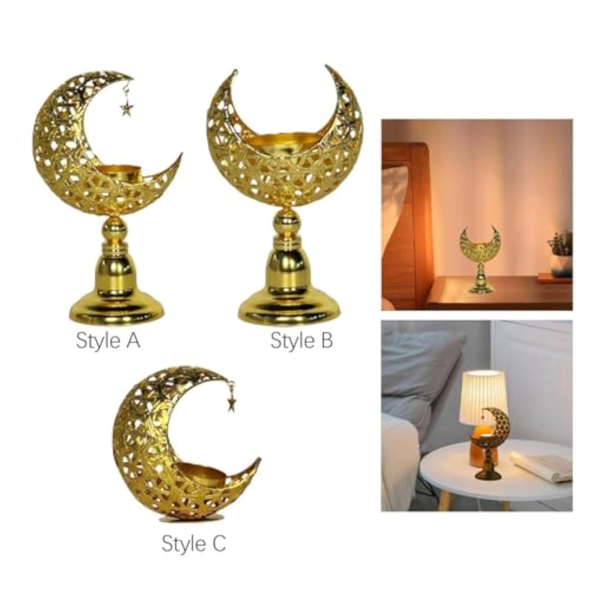 Moon Candle Holder Eid Mubarak Tea Light Holder for Indoor Party