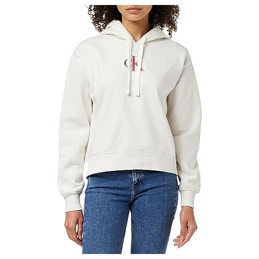Calvin Klein Jeans Sudadera con Capucha Gradient CK, Ivory, L para Mujer