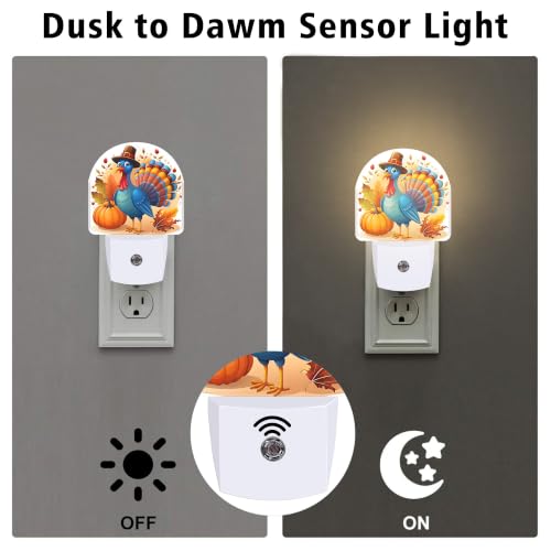Image of Night Light, Dusk to Dawn Night Light Plug in, Fall Thanksgiving Turkey | Fall Thanksgiving Night Light for Kids,0.5w Energy Saving,Sleep Friendly,Nightlight for Hallway Stairway Kitchen Bedroom