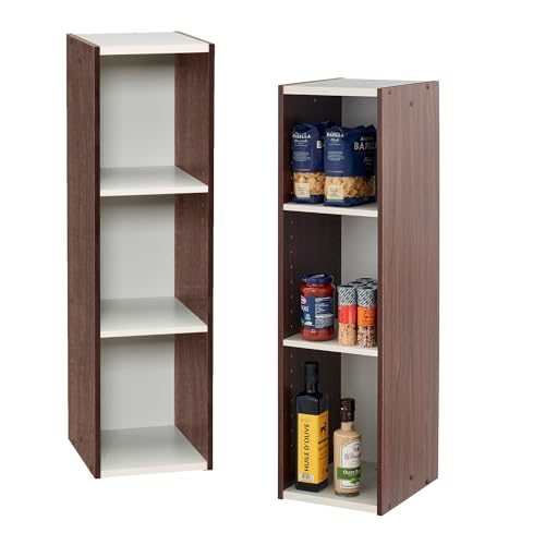 Iris Ohyama, Estantería con 3 estantes de almacenamiento, Lote de 2 muebles auxiliares, Diseño, Modular, Oficina,...