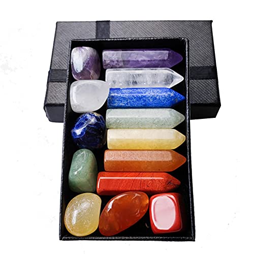 Conjuntos De Cristales Curativos, Cristales Y Piedras Preciosas Conjunto De Varitas De Cristal Curativo Conjunto De 7 Chakras Piedras Caídas, Conjunto De Piedras De 7 Chakras Piedra De Meditación Cover