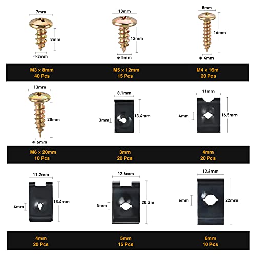 image for GOOACC 170Pcs Car U-Clip and Screw Assortment Kit 9 Different Sizes Au