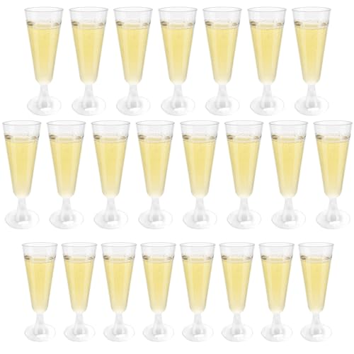 YAKLEE 25 Copas de Champán de Plástico Duro Copas de Cava Flautas de Plastico Champan 150ml Irrompibles Reutilizables para Bodas Fiestas/Cumpleaños/Postres