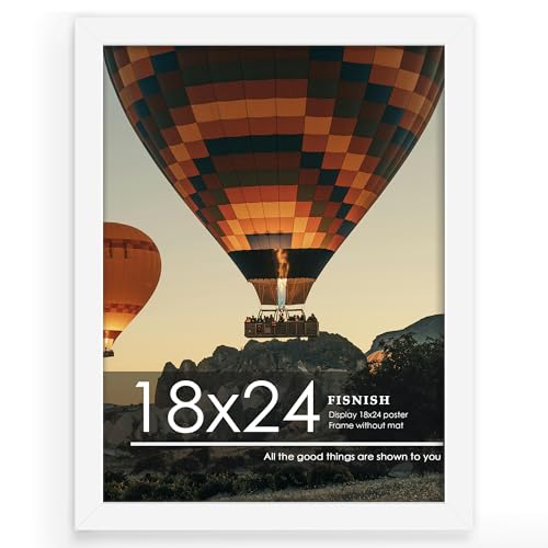 Fisnish 18x24 Picture Frame White 18 x 24 Poster Frame for Horizontal or Vertical Wall Mounting 1 Pack