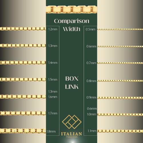 Italian Fashions 10K08ITBOX18JON 10K Real Solid Yellow Gold Solid 0.8Mm Box Link Chain Necklace With Lobster Claw Clasp And Spring Ring Clasp With Jewelry Box 18 Inches thumb #3