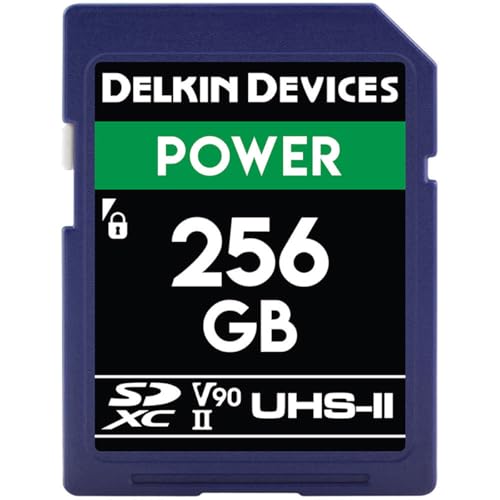 Delkin Devices Power 256GB SDXC UHS-II (V90) - 300MB/s Read, 250MB/s Write | for 8K, 4K, HDR, and 360 Video | High-Performance for Cameras