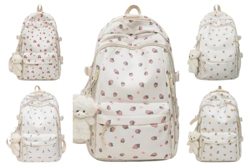 Cute Aesthetic Kawaii Daypack With Charming Playful Flair (Blue flower,43X30X18CM)3