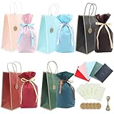ラッピング 袋 プレゼント 袋 紙袋 手提げ袋 ギフトバッグ 人気 ギフト 袋 中 誕生日 おしゃれ ギフトラッピング 大 プレゼント用袋 包装袋 リボン付き 巾着袋 贈り物 ラッピング用品 ショッパー袋 引き出物袋 bag クリスマス バレンタイン 結婚式 可愛い (set-3, M*5)
