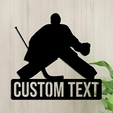 tgaoghamg Personalised Metal Hockey Goalie Name Sign Custom Hockey Monogram Sports Home Decor Cover