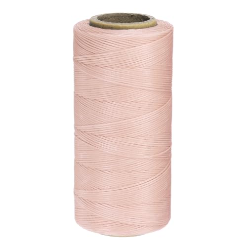Uxcell 150D 0.8mm Flat Waxed Thread 284 Yards Polyester Lotus Pink Leather Sewing Waxed String