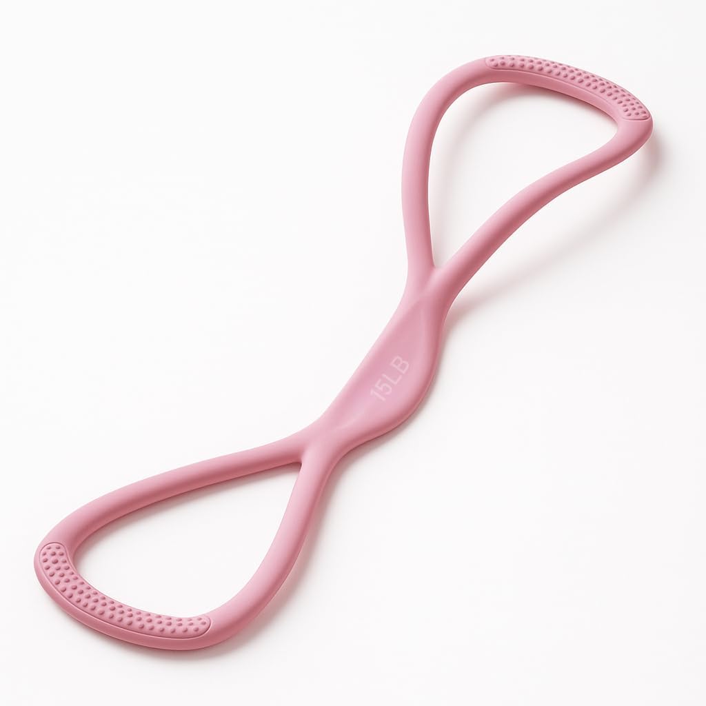 Luminousdo Resistance Bands, Figure 8 Exercise Bands for Women Men, Luminous Do Exercise Bands with Handles for Working Out, Arm, Chest Expander Strap, Yoga Pulling Rope (Pink 15P)