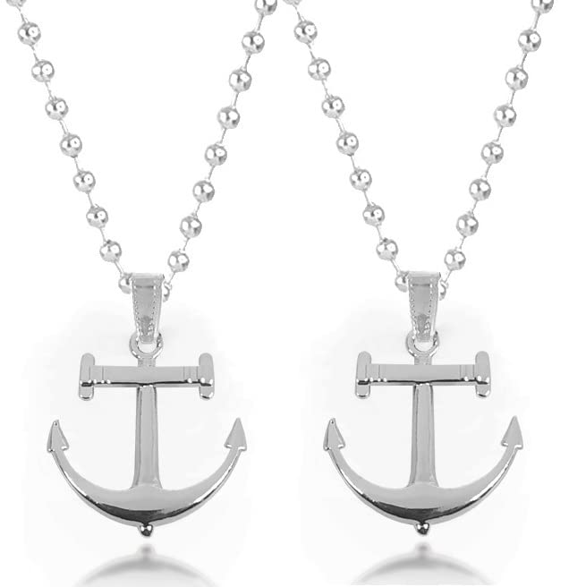 Stylewell (Set Of 2 Pcs) Metal Stainless Steel Unisex Wind Pirate Plain Design Sea Anchor Punk Rock Hip Hop Unique Pendant Locket Choker Necklace With Ball Beads Chain (B0B8SYNSSK) Amazon Price History, Amazon Price Tracker
