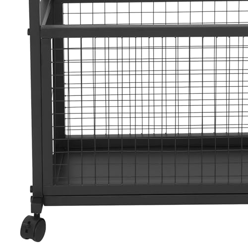 Image of CNCEST Double-Sided Ribbon Holder Organizer Rack,Free Standing Mobile Ribbon Holder,Metal Ribbon Stand Organizer,Ribbon Display Rack Storage Shelf for Craft Room,Wrapping Paper (Black,27.6x11.8x65in)