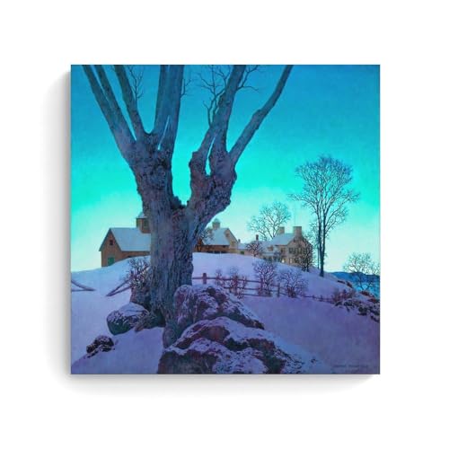 Art mural Maxfield Parrish impression d'art premium de paysage d'hiver américain 60x60cm