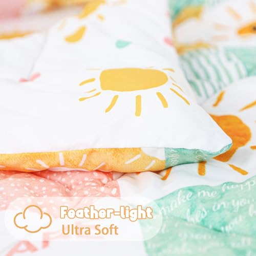Image of SWESEN Toddler Bedding Set for Boys Girls, Your are My Sunshine Girls Bedding Set, Soft & Lightweight 4 Piece Toddler Comforter Sets Include Comforter, Flat Sheet, Fitted Sheet, Pillowcase