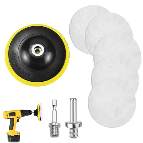 Kit De 16 Tampons De Polissage 125mm Pour Perceuse - Mousse, Laine, Microfibre - Pour Voiture, Moto, Meubles - Avec Adaptateur M14 - 13