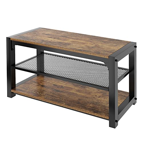 sogesfurniture Sitzbank, Schuhbank, Schuhschrank, Schuhablage mit 2 Ablage, Betttruhe mit Metallgestell für Eingangsbereich, Flur, Schlafzimmer, 83 * 35 * 42cm Cover