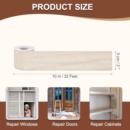Image of MECCANIXITY Wood Grain Repair Tape, 2 Inch x 33 Feet Self Adhesive Wood Grain Tape Multi-Purpose Wallpaper Border Trim for Furniture Floors Windows Doors Tables Home DIY Projects, Natural Oak