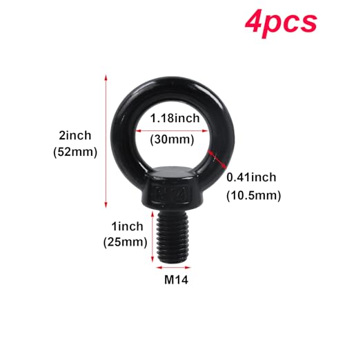 Image of Antrader M14 Lifting Eye Bolts,4Pcs Stainless Steel Machinery Shoulder Lifting Eye Bolt
