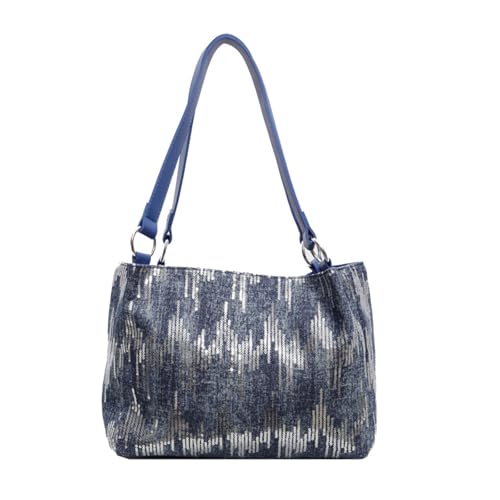 Sequin Purse Sparkly Denim Sequin Purse Tote Bags Shoulder Bag with Zipper Trendy Ideal Gifts for Women Girls
