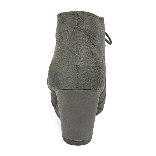 DREAM PAIRS TOMSON Women's Casual Fashion Outdoor Lace Up Low Wedge Heel Booties Shoes grey 6 B(M) US