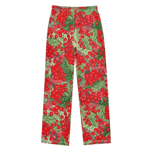 Boys' Pants Viburnum Rowan Red Berry Long Bottoms Jogger Pants Elastic Waist Trousers with Pockets S-XL