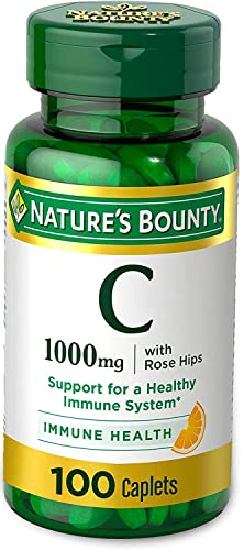 Nature’s Bounty Vitamin C + Rose Hips, Immune Support, 1000mg, Coated Caplets, 100 Ct