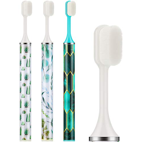 3 Pieces Micro Nano Manual Toothbrush Extra Soft Bristles Toothbrush with 20,000 Bristles for Fragile Cleaning Gums Toddler Adult Children