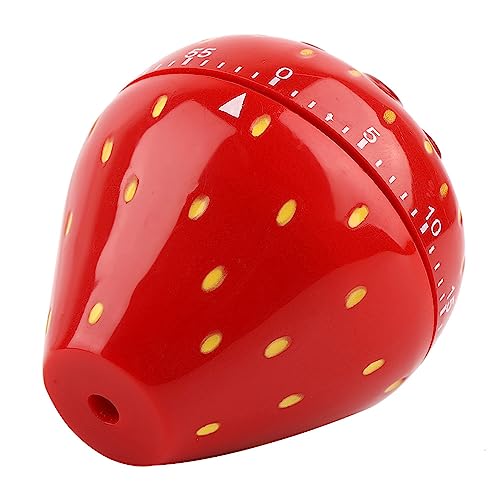 Kitchen Timer, Cute Fruit Strawberry Shaped 60 Minutes Kitchen Timer, Cute 360 Degree Rotating Mechanical Time Reminder - Image 3