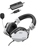 NUBWO HG03 USB Gaming Headset with 7.1 Surround and FPS Sound, Wired Headphones with Noise Canceling Mic, Comfortable Design for PC, Laptop - White Mist