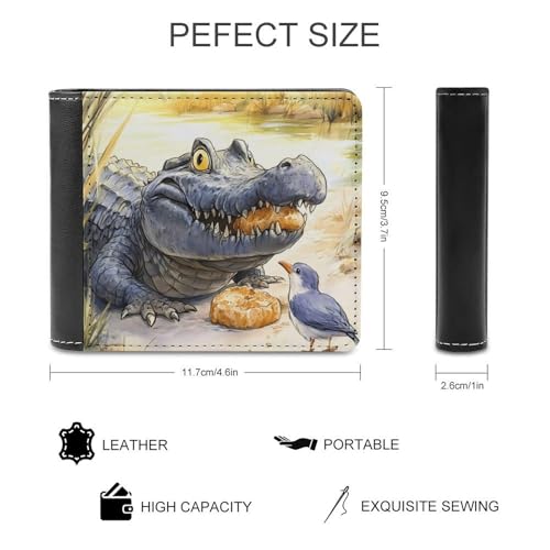Crocodile And Birds Fashion Bifold Wallets for Men Women Slim & Thin Credit Card Holder Wallet Purse2