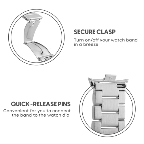 BDIG Stainless Steel Replacement Bracelet, Adjustable Buckle Strap for Xiaomi Redmi Watch 4/Xiaomi Mi Band 8 Pro, Black, Silver, 220mm - Image 3