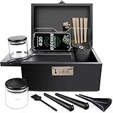 OZCHIN Bamboo Smell Proof Container Locking Box, Large Wooden Storage Box with Glass Jar, Christmas Gifts for Men Women, Home Decor & Smoking Accessories