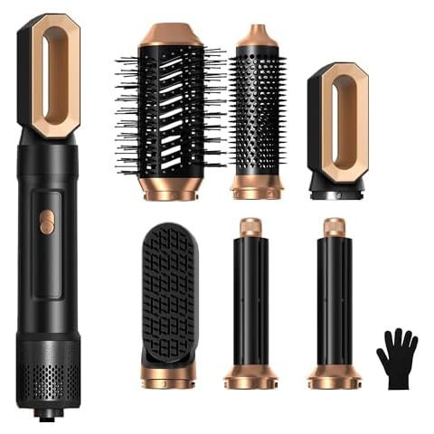 Hair Dryer Brush, Detachable 6 in 1 Blow Dryer Brush Set,Negative Ionic Hot Air Brush,Hair Styling Tool,Round Hot Air Straightener Brush Volumizer,Air Curler Wand, You Want to Create Sleek Cover