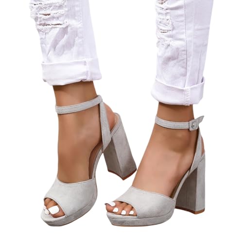 Women Platform Heeled Sandals Open Toe Chunky Block High Heels Buckle Ankle Strap Summer Sandals Party Wedding Work Dress Shoes