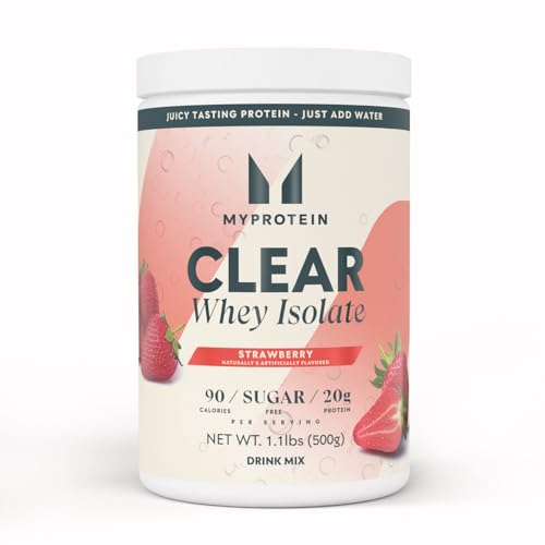 Image of Myprotein Clear Whey Isolate Protein Powder, 20 Servings (1.1lbs) Strawberry, 20g Protein per Serving, Naturally Flavored Drink Mix, Daily Protein Intake for Superior Performance