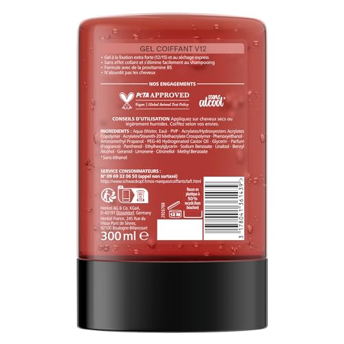 Schwarzkopf Taft Hairdressing Gel V12 Gel Express Dryer Extra Strong Hold Gentle on Hair and Headband, No Sticky Effect, Formula Provitamin B5, 300 ml - Image 3