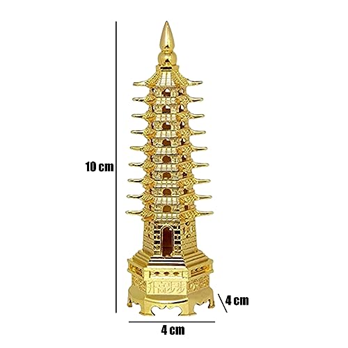 Image of Fengshui Education Tower for Academic Success & Best for Positive Energy Prosperity | Study Table Room Decor 10 Tower (Metal, Golden)